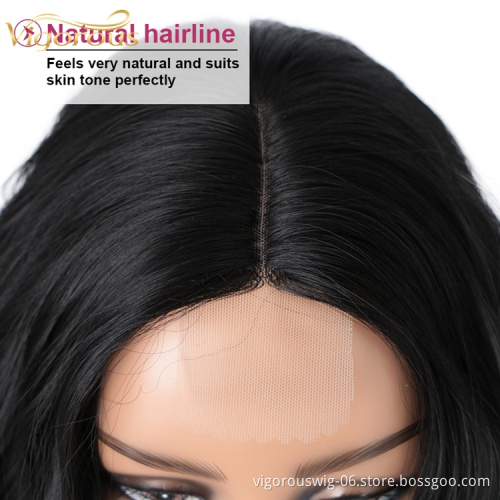 Wholesale Cheap Curly Heat Resistant Fiber Black Women High Quality Lace Frontal Short Synthetic Hair Bob Wigs